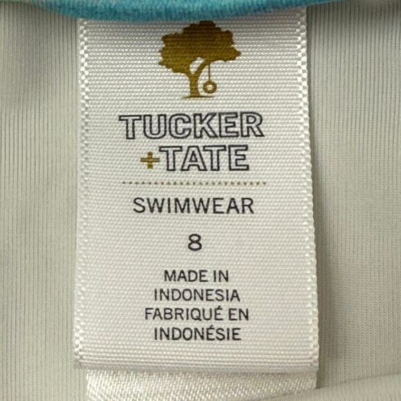 TUCKER + TATE Ruffle Strap 2-piece Swimsuit Blue River Butterfly Swirl Girl's 8 - Picture 4 of 6